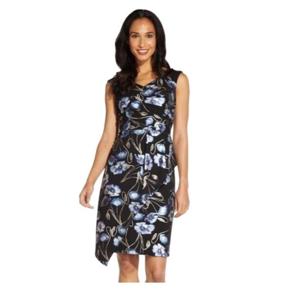 Adrianna Papell metallic print crepe sheath dress knee length women’s 6 NWT - Picture 1 of 16